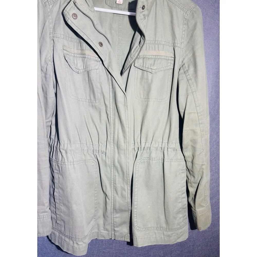 Merona Jacket Women's  L Olive Green Cargo Utility Snap Front and Zipper - Picture 5 of 16